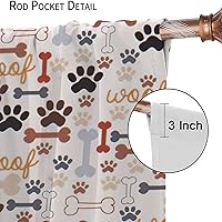 Vista 65 de Cortinas opacas con estampado de patas de perro, estampado de patas de perro y huesos, tratamiento de ventana, cortinas con aislamiento térmico