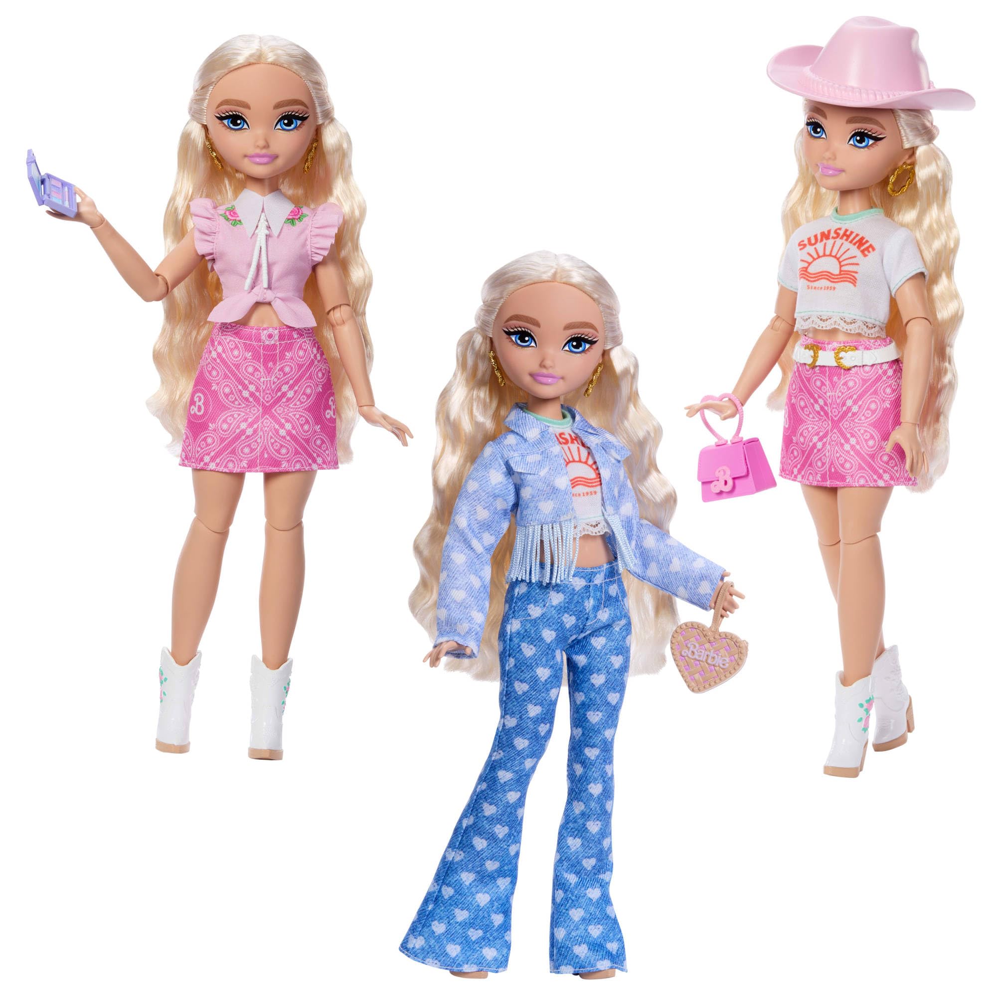Barbie Dream Besties Festiwalowe stylizacje Zestaw modowy do zabawy: lalka Barbie „Malibu” z długimi blond włosami i ponad 10 akcesoriów, w tym zdejmowane ubranka, zabawka dla dzieci 4+, JGH87