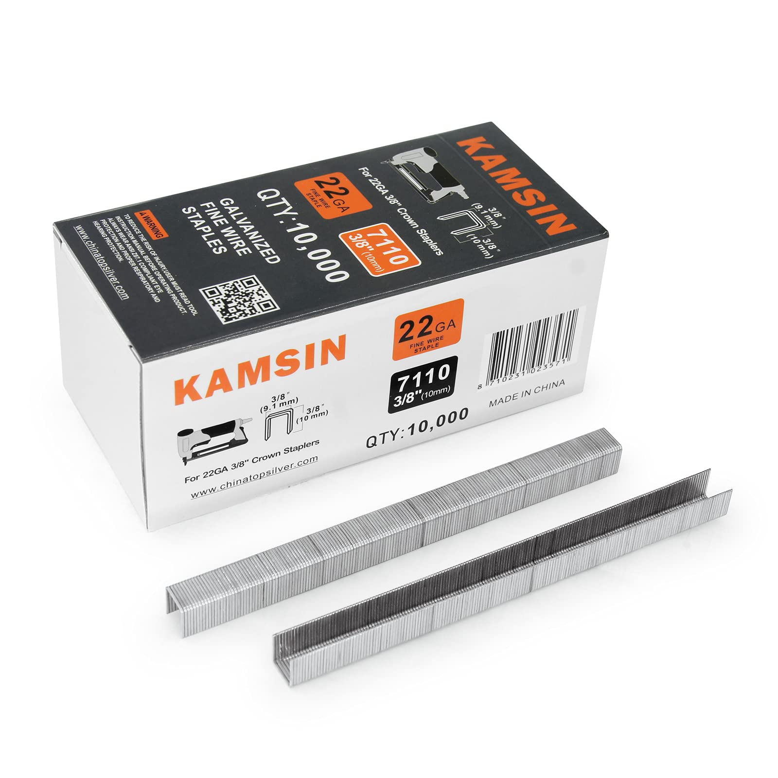 Kimsing Grapas galvanizadas para tapicería de calibre 22, serie 71, corona de 3/8 pulgadas de largo, grapas de alambre fino, grapas para muebles, 10.000 unidades por caja (20)