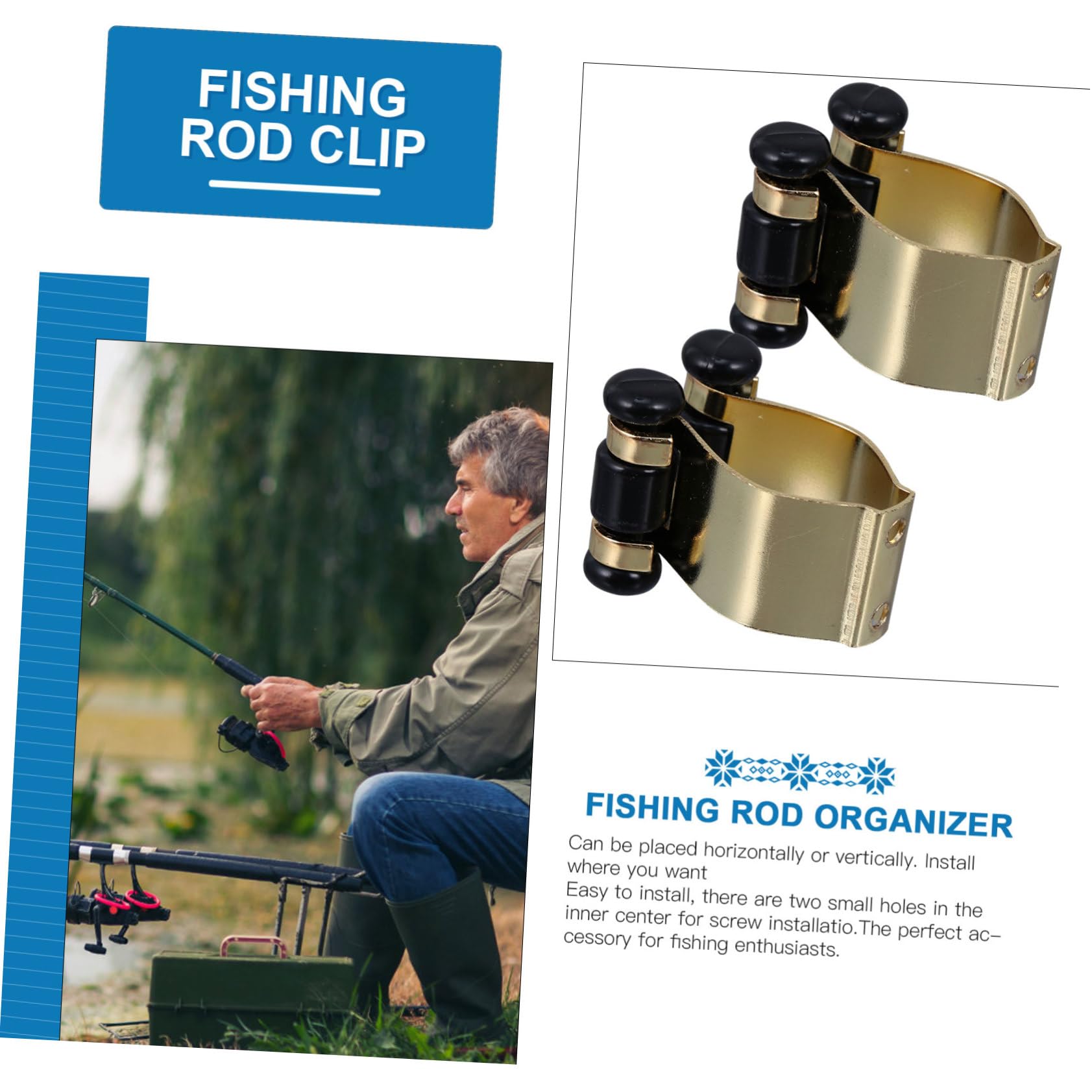 Sosoport 18pezzi Supporto Muro Per Canne Da Pesca e Stecche Da Biliardo Clip Regolabili Con Finitura Placcata Organizzatore Per Accessorio Multifunzionale Per Appassionati Di Pesca e