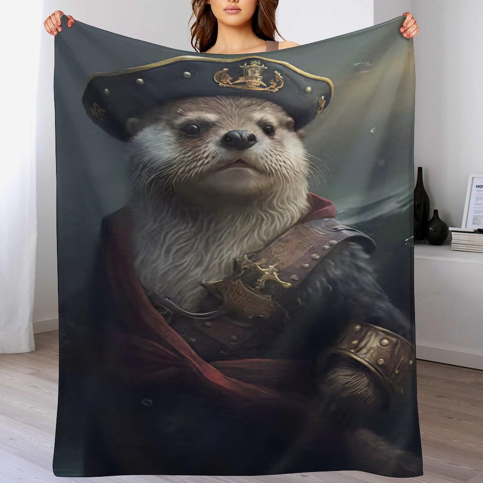 Plaid loutre pirate en flannel, l'accessoire idéal pour voyager