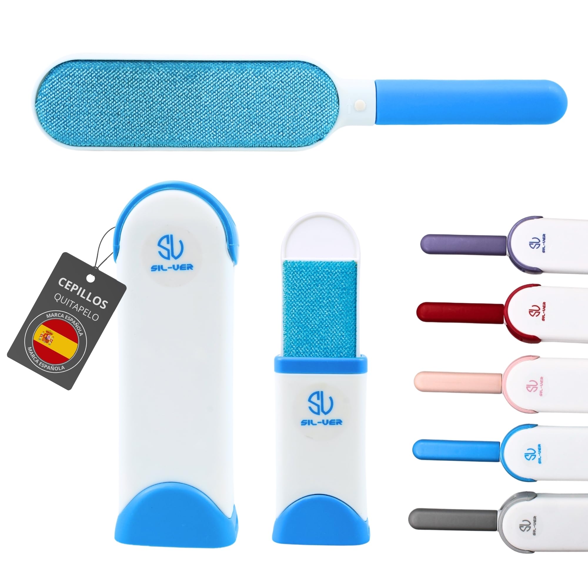 SILVERSTORE®️ 2 Cepillos de casa y de Viaje Quitapelos Mascotas Cepillo Quitapelusas Ropa - Quita Pelos Gatos, Perros y Ropa etc (Azul)