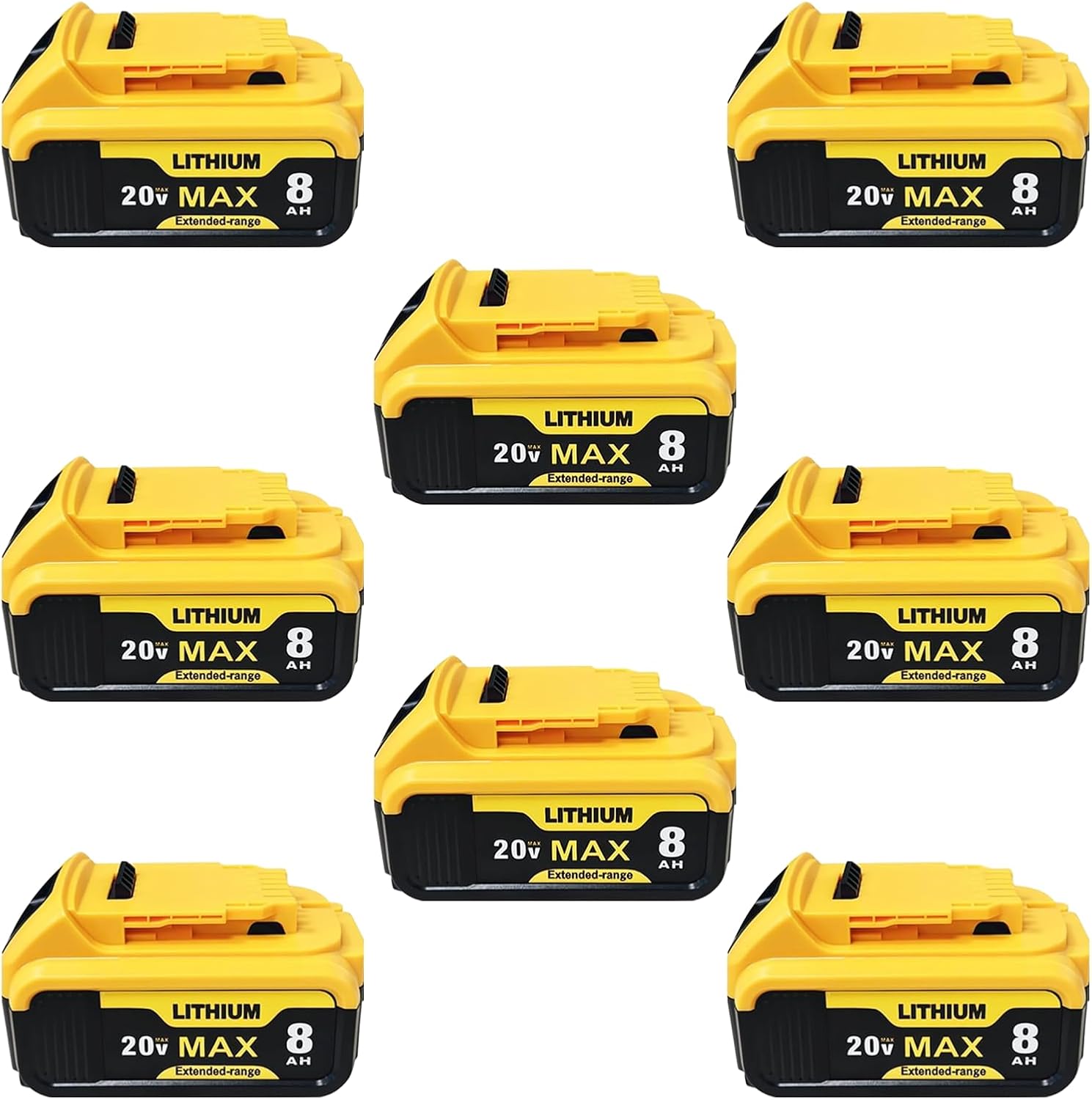 8Pcs 20V 8.0Ah Replace for Dewalt 20v Max Battery Compatible with Dewalt Battery 20v DCB200 DCB203 DCB204 DCB206 Series Cordless Power Tools