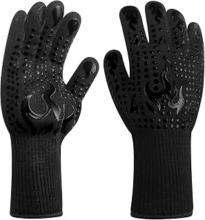 A Pair/2 Pcs Grilling BBQ Gloves, Heat Resistant Oven Mitts, 1472℉ Extreme Heat Resistant Oven Gloves, Barbecue Gloves Anti-scald High Temp Resistance Fireproof for Grilling, BBQ, Baking, Welding