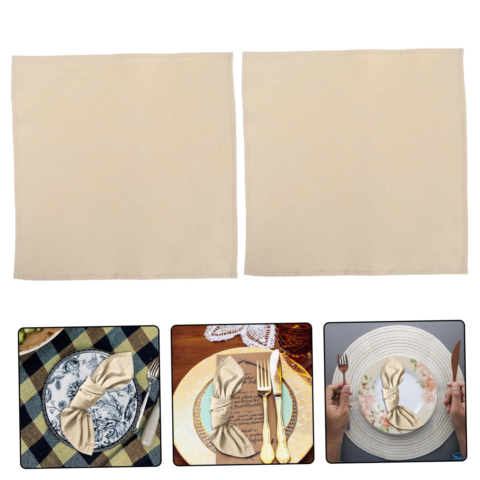 Stofftischservietten Beige 12 Stück aus Baumwolle 40cm Waschbar | Festliche Servietten, Erntedankfest, Servietten für Festessen und Teepartys, Elegant