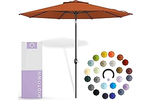 Midtown Umbrellas 10-Year-No-Fade - 8 Foot Outdoor Patio Umbrella in Dark Orange