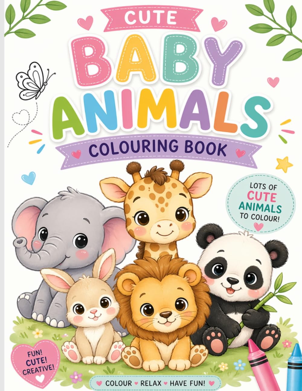 CUTE BABY ANIMALS COLOURING BOOK
