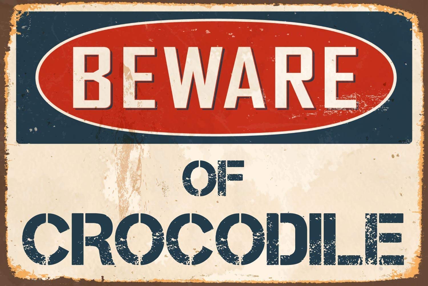 Bioprocess Women's Tinsignu1056 Beware Of Crocodile Vintage Retro Metal Signs For Novelty Tin Sign Indoor Outdoor 8X12 Inches