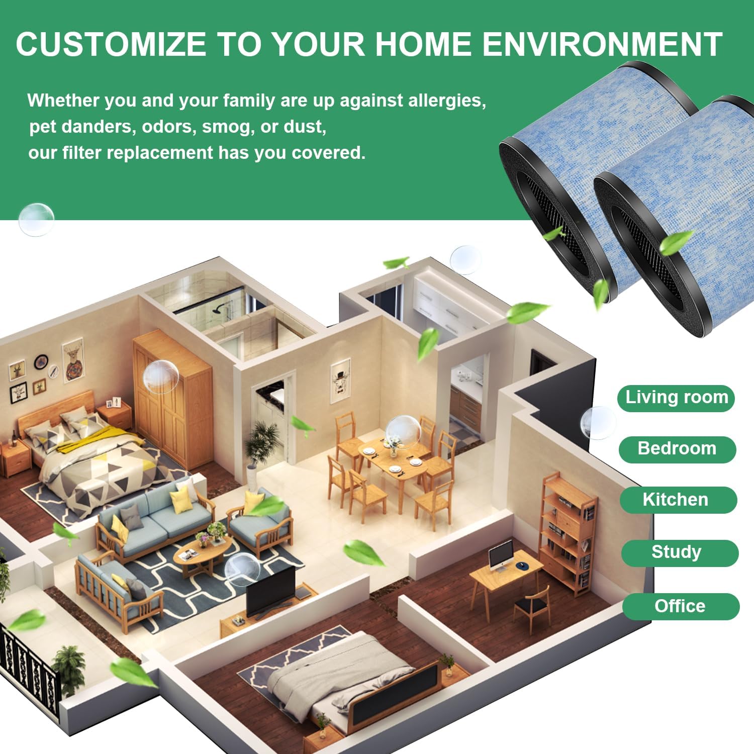 F100 True HEPA Repalcement Filter, Compatible with Instant AP100 Small Air Purifier, Compare to F100 HEPA Filter, Removes Dust/Odors/Allergens, 2-Pack - Image 6