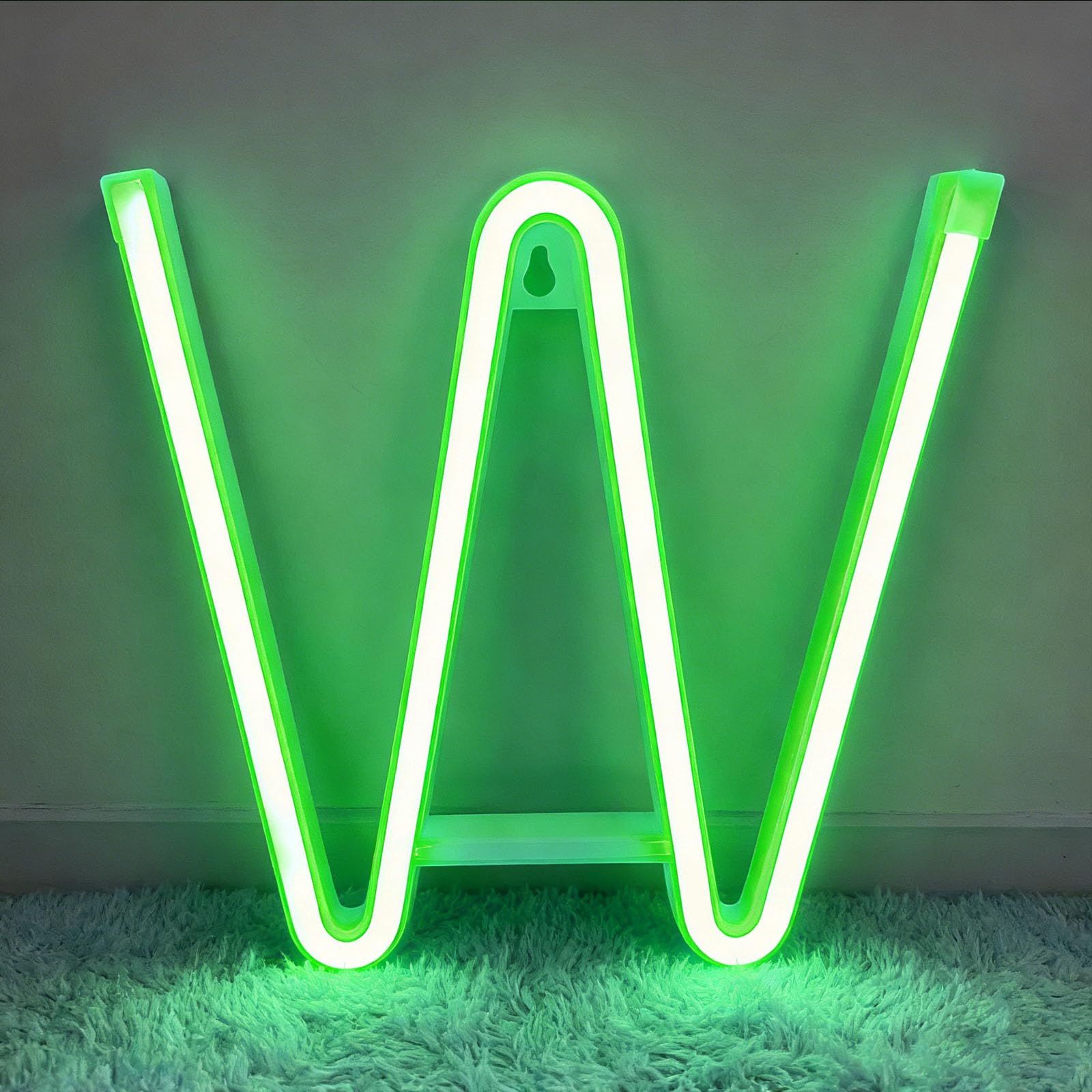 LED Letter Neon Lights Light Up Green Neon Letters LED Alphabet Neon Letter Sign Lights Battery/USB Powered Neon Signs Words Night Lights for Wall Home Bar Christmas Birthday Party Wedding ( W ) — image 1