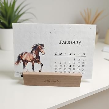 Calendar 2026 Plantable Paper Desktop Organizer Planner with Wooden Base