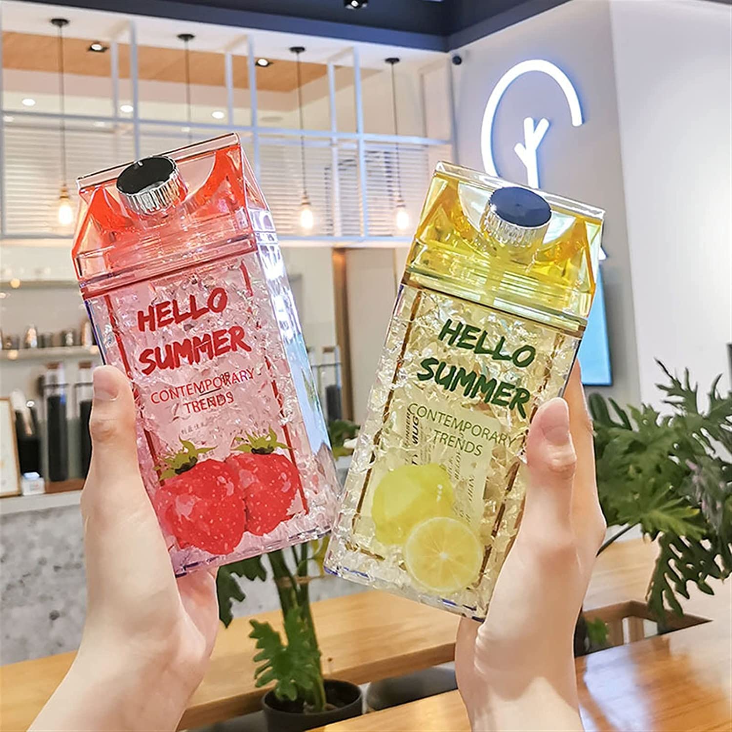 Butelka na Wodę 430 Ml Kawaii Lodowa Letnia Butelka Na Wodę Plastikowa Wiśnia Truskawka Kubek Do Picia Z Sokiem Ze Słomy Butelki Podróżne Z Mlekiem Butelka na Napoje Sportowa