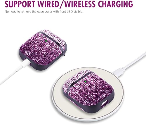 Miniatura 3 de Valkit Funda compatible con AirPods, con diamantes de imitación brillantes, funda protectora dura a prueba de golpes para niñas y mujeres, para