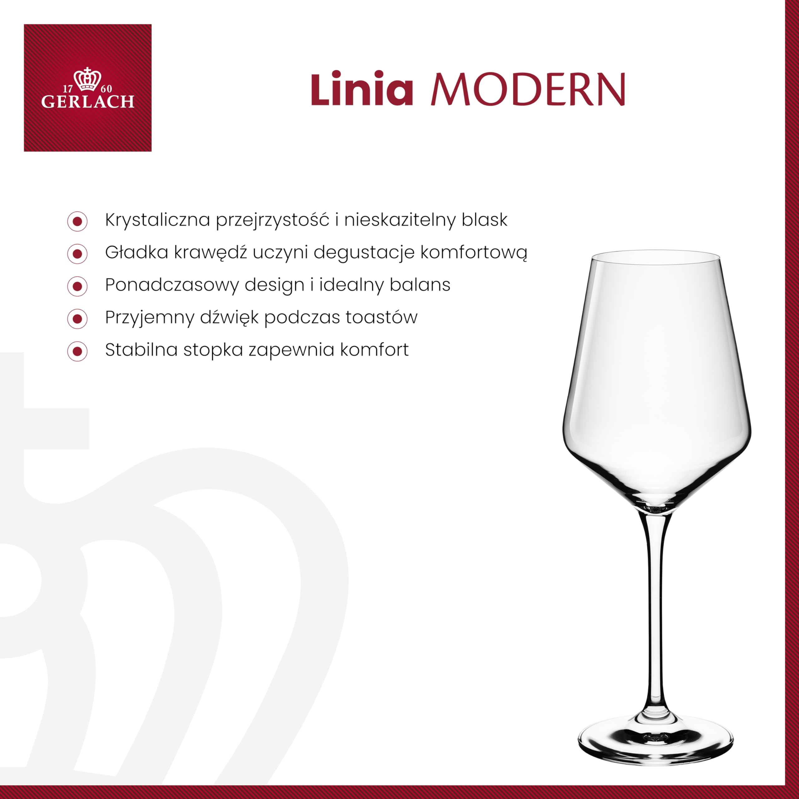 Gerlach 1760 Zestaw 6 Kieliszków do Białego Wina Modern Przezroczyste 450 ml do Mycia w Zmywarce