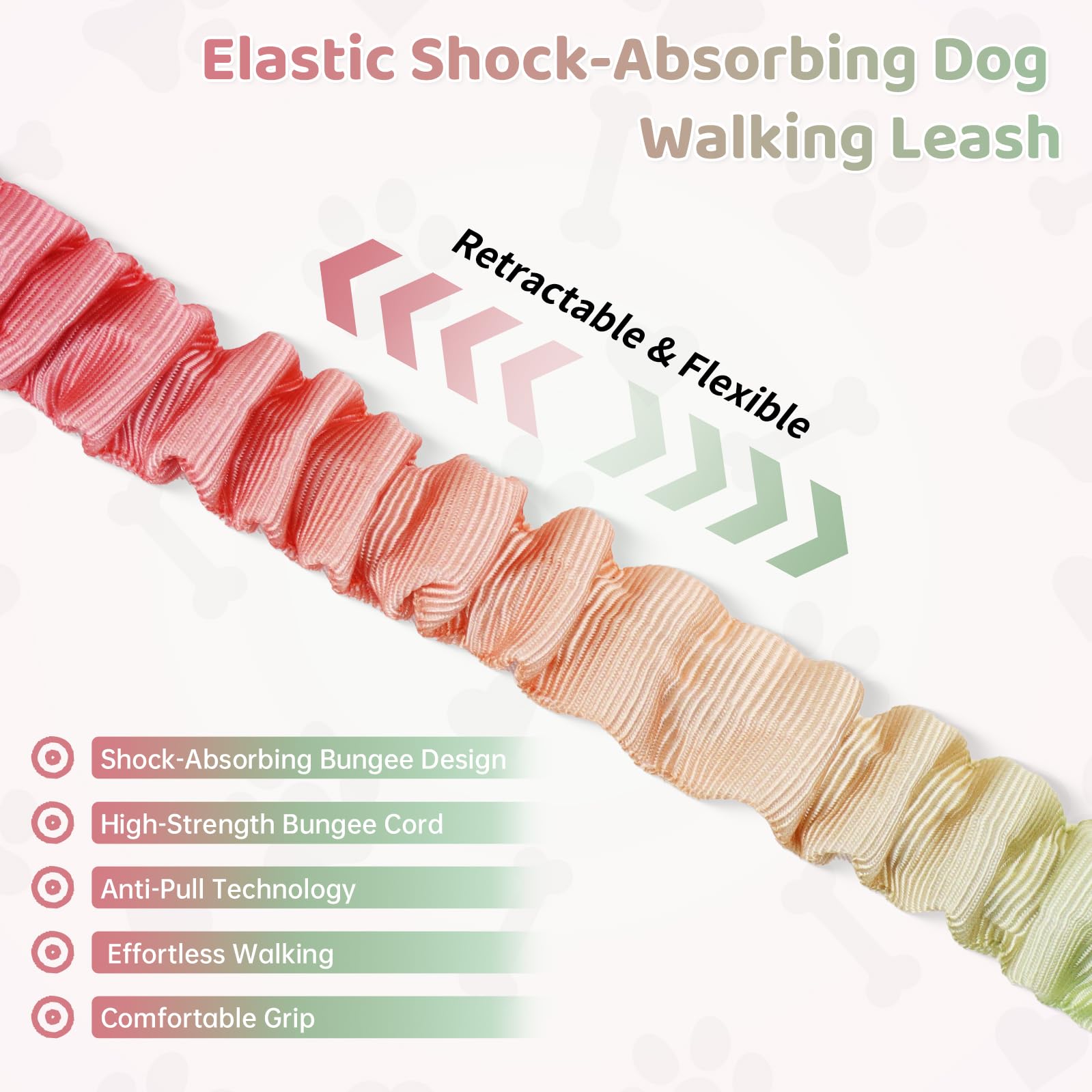 Laisse élastique rétractable mains libres à double poignée avec bordure réfléchissante, ceinture réglable pour promener le chien, course à pied, randonnée – Laisse en nylon durable pour chiens