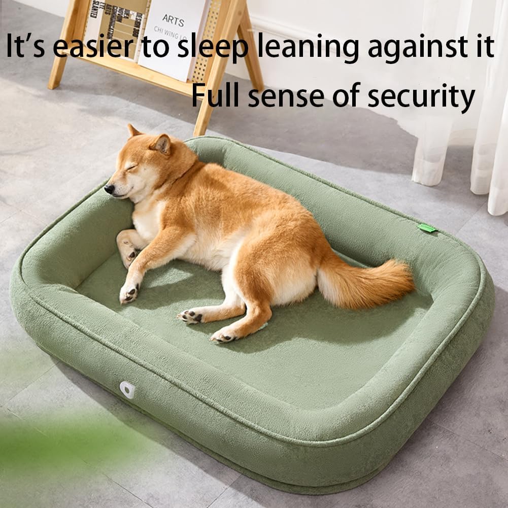 JIUSILIFE Dog Beds for Large Small Dogs, Pet Bed for Large Dogs-Large Waterproof Sofa Dog Bed with Removable Washable Cover, Non-Slip Bottom Extra, Big Pet Couch Bed with Sides, Light Green,XXL