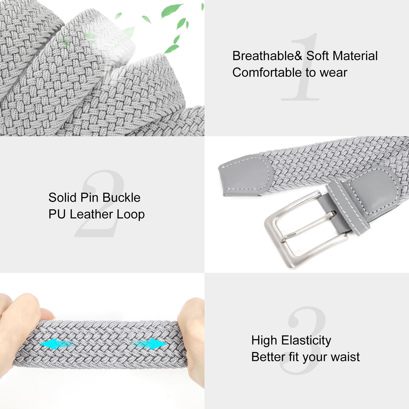 VONMELLI Cintura Elastica Uomo Intrecciata Cintura Uomo in Tessuto Cintura Elasticizzata Regolabile per Uomo e Donna Casual Cinture Da Uomo Vintage Cintura Da Golf per Jeans