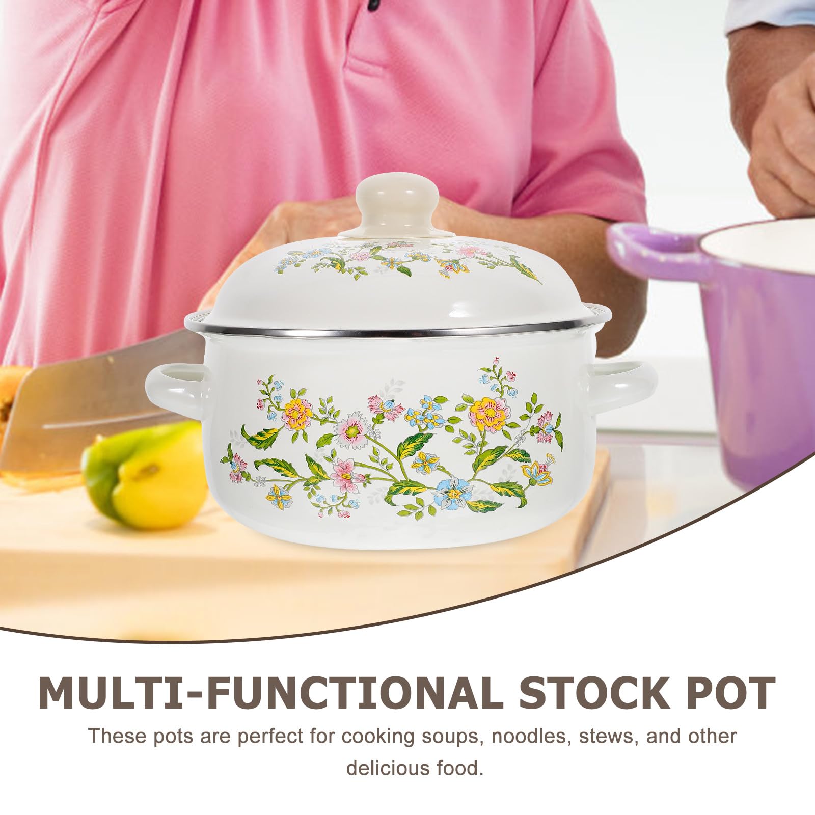 OUNONA Lot de 3 Casseroles Émaillées Couvercle Fond Plat pour Purées Bébé et Soupes Ustensiles Cuisine Pratiques et Légers