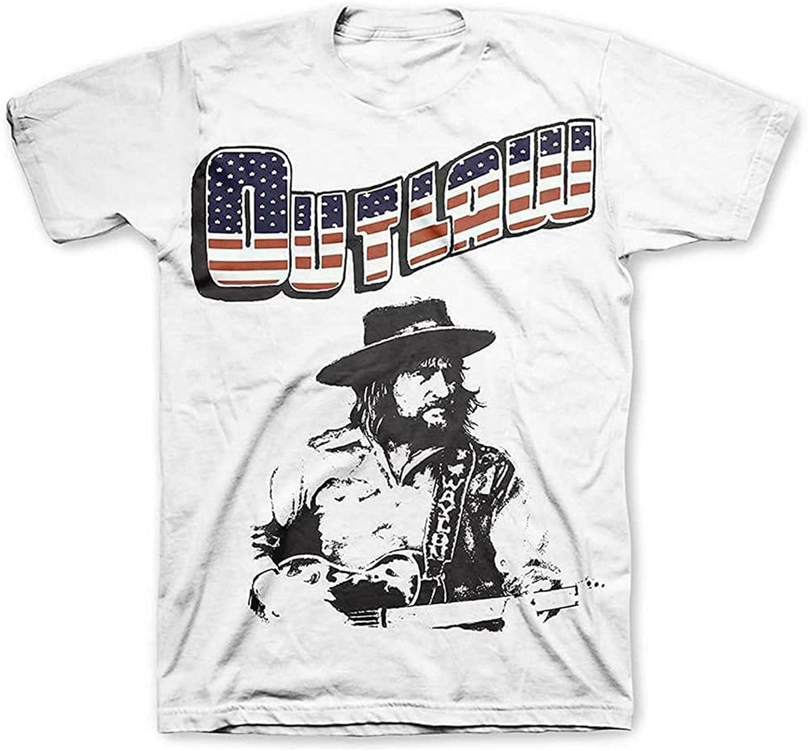 Balance Master Men's Hugu Waylon Jennings T-Shirt Outlaw White M