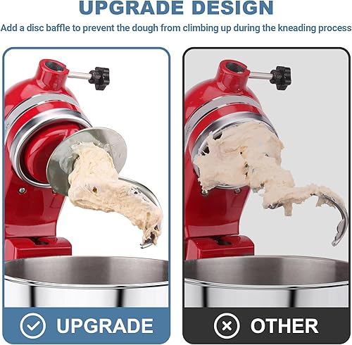 Miniatura 4 de Gancho de masa en espiral de acero inoxidable para batidora de pie Kitchenaid, 4.5 cuartos de galón 5 cuartos de galón de cabeza inclinable para