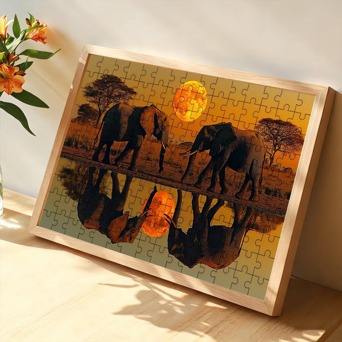 Puzzle 1500 sztuk słonia, puzzle dla dorosłych drewniane zwierzęta, 87 x 57