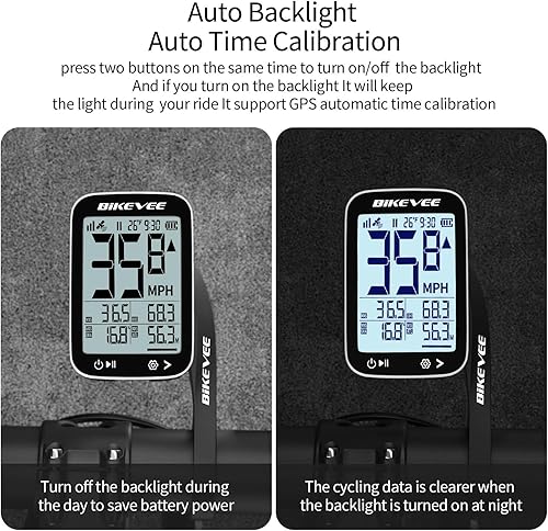Miniatura 4 de Computadora GPS inalámbrica para ciclismo con arranqueparada automática, retroiluminación automática, odómetro de bicicleta MPH KMH, velocímetro de
