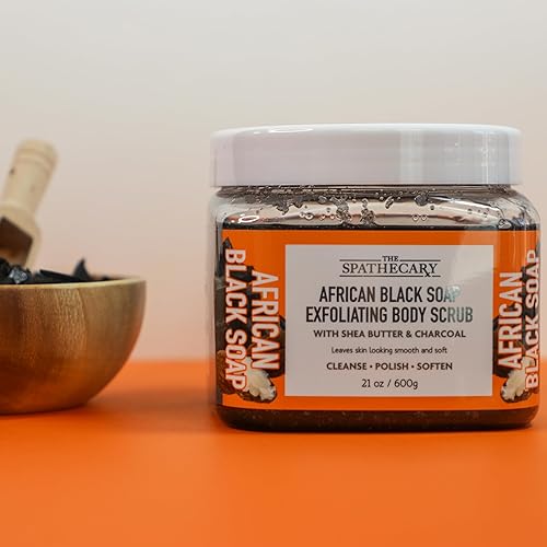 Miniatura 2 de African Black Soap Exfoliating Body Scrub, 21 oz, exfoliante ultra hidratante y exfoliante para nutrir el cuidado corporal esencial