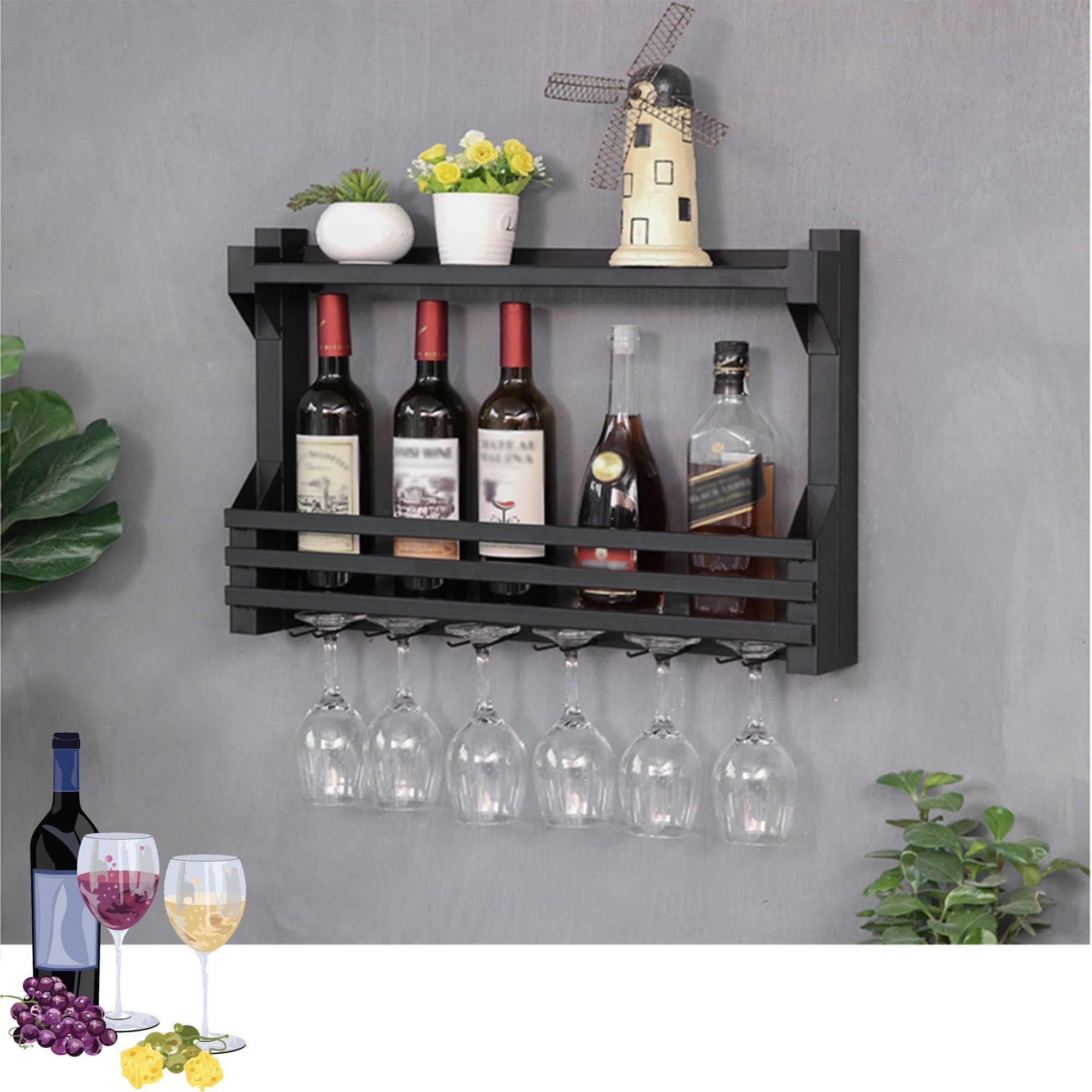 Casier à vin mural blanc de 60 cm pour sublimer vos apéritifs et soirées dans le salon