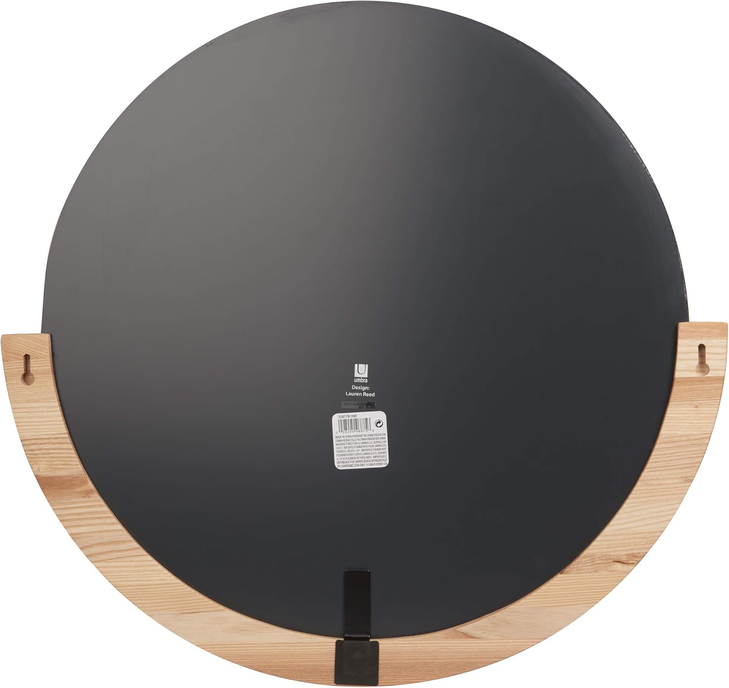 Umbra Mira Decorative Wall Entryway, Circular Mirror with Wood Frame on The Bottom Half, 30- Inch, Natural