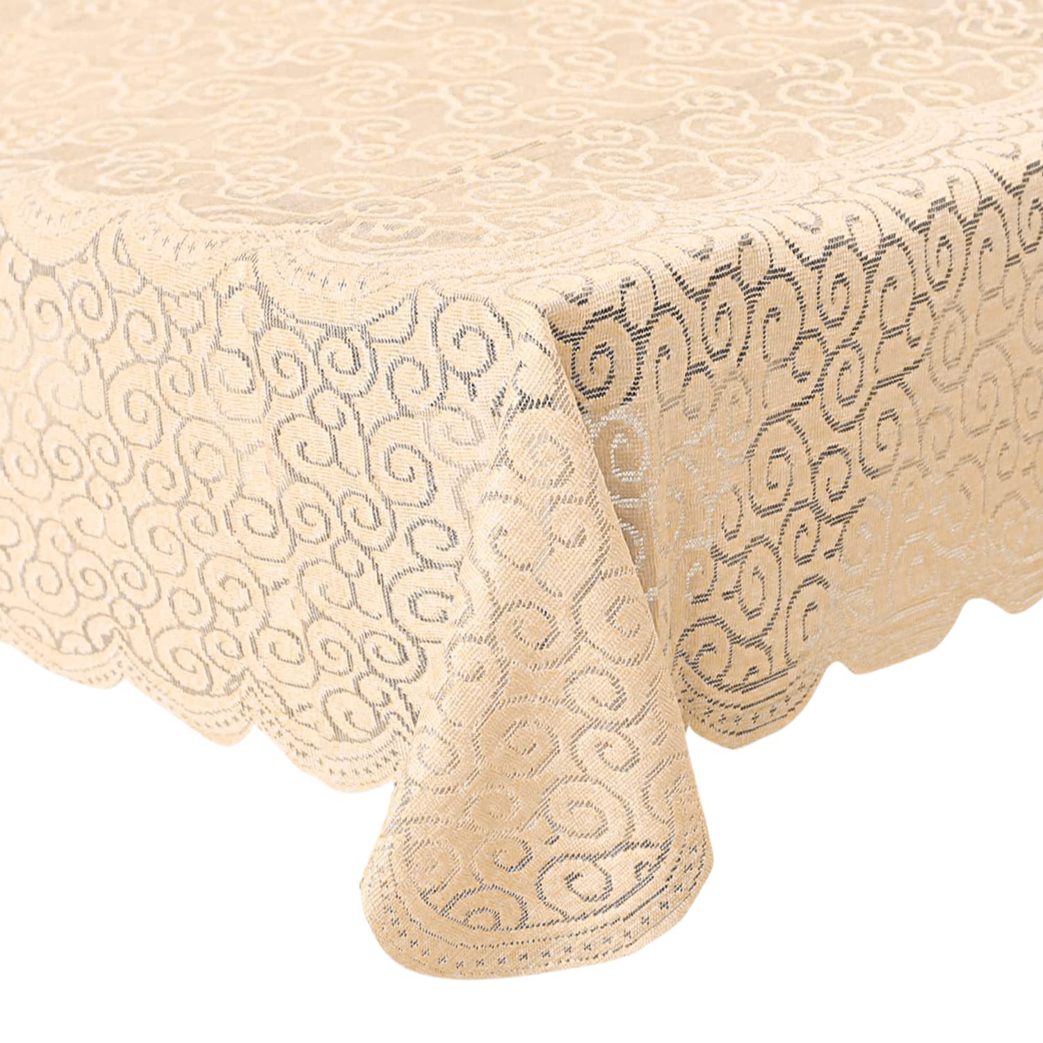 Kuber Industries Seamless Elegant Printed Cotton 4 Seater Center Table Cover,40"x60" (Cream)-44KM063