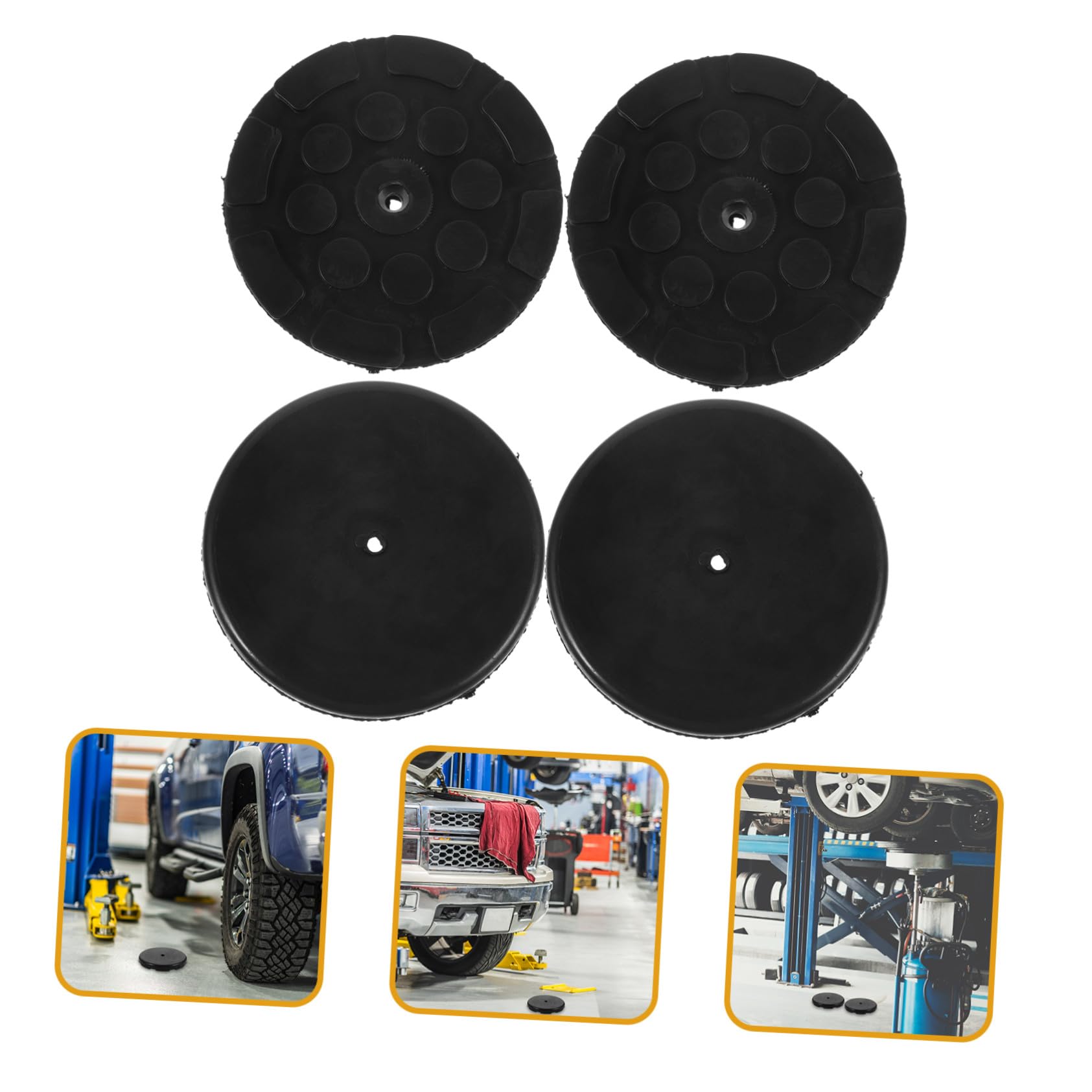 Patins de Cric en Caoutchouc 4 Pièces, Support de Cric Hydraulique Compatible, Coussin Antidérapant Rond, Accessoires de Levage pour Élévateur Automobile, Usage Garage et Atelier