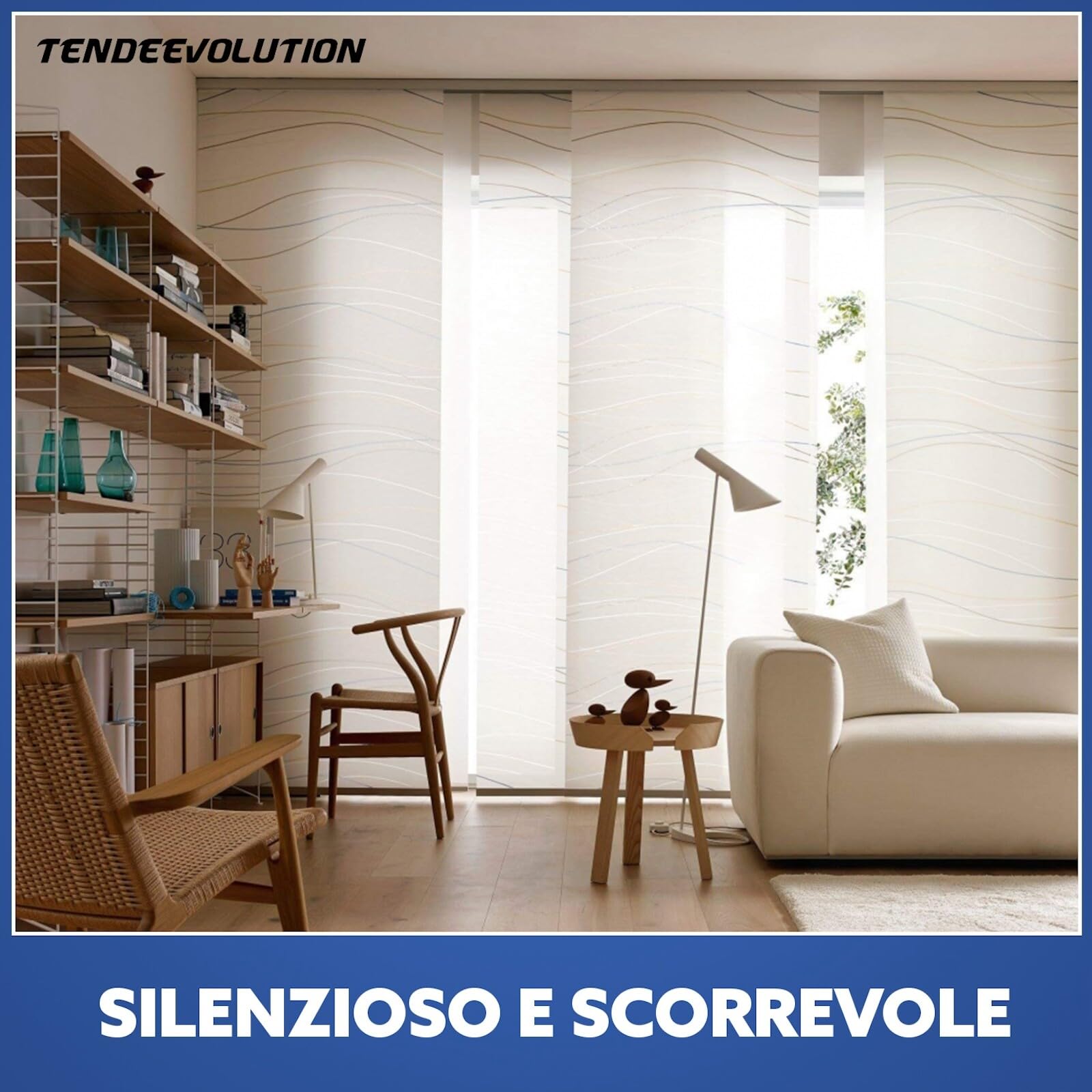 Bastone per Tenda a Pannello con Binario a 5 Vie, Personalizzabile Su Misura, a Corda o Manuale, Binario Tende a Pannello per Interni, Finestre, Porte o Separè, Attacco a Soffitto o Parete (330 CM)