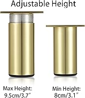 Vista 3 de Sumnacon 4 patas de muebles de aleación de aluminio, patas redondas ajustables para sofá, patas de gabinete de muebles, patas de 3 pulgadas