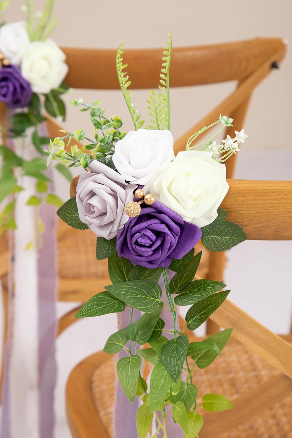 DORIS HOME Wedding Aisle Decorations Purple Pew Flowers Set of 10 image 3