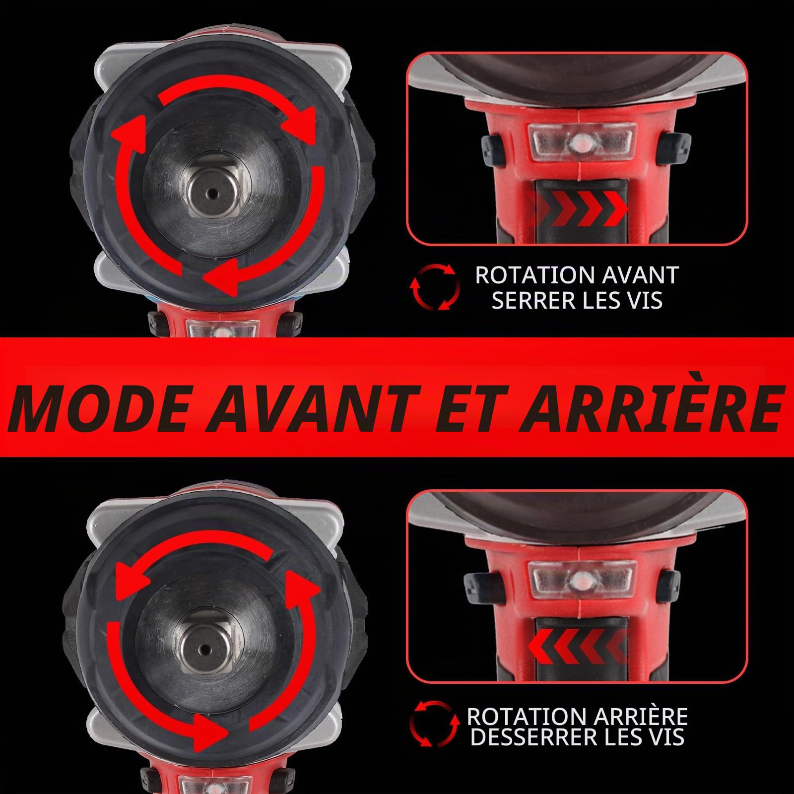 ONEVAN Clé à Chocs Sans Fil 1000 Nm 1/2", Sans Balais, avec 2 Batteries