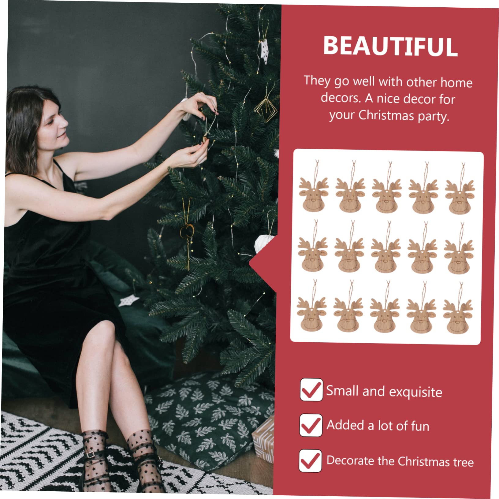 Uonlytech 20 Piezas Adornos de Madera sin Terminar para Árbol de Navidad Decoración Diy con Cortes de Chips de Graffiti para Manualidades y Hogar