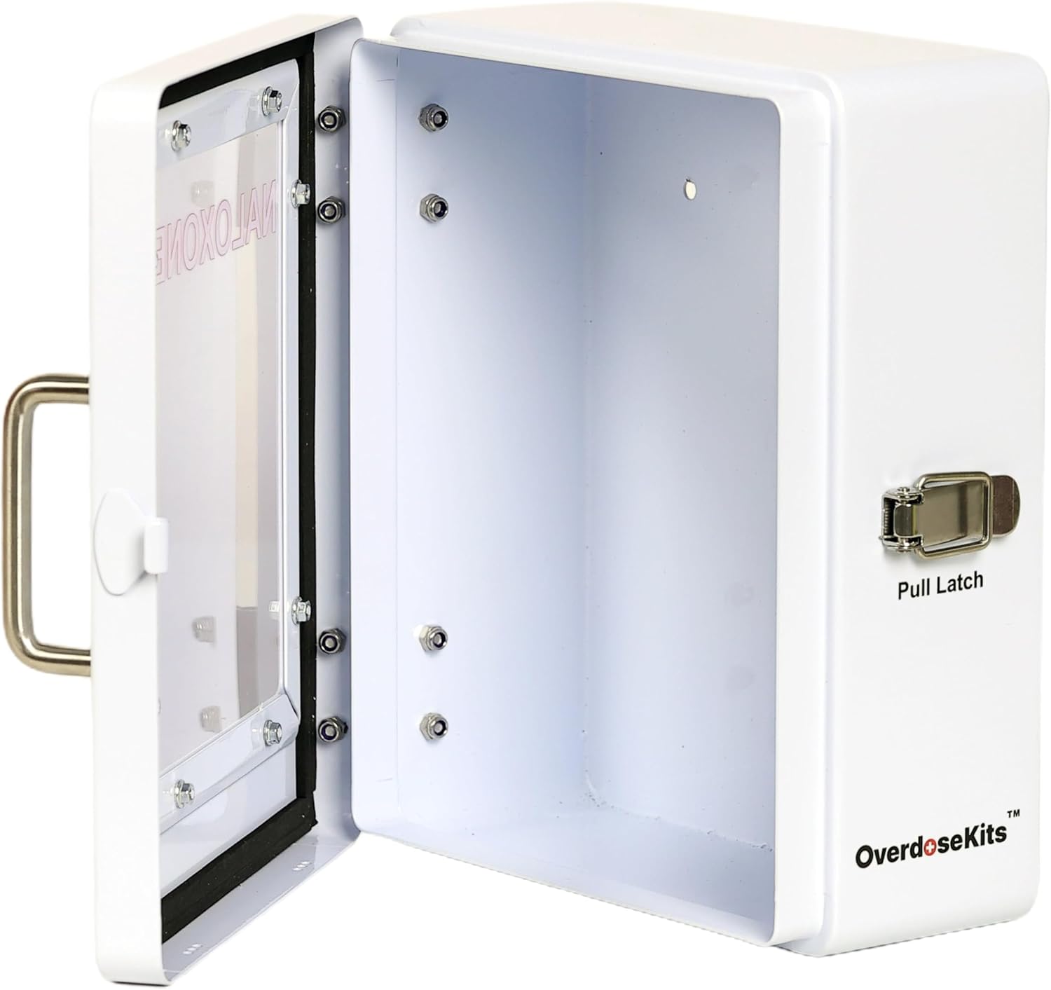 Outdoor Naloxone Overdose Emergency Kit Cabinet – 100% Waterproof, Wall Mount – Includes Emergency Sign (No Alarm or Lock, White)