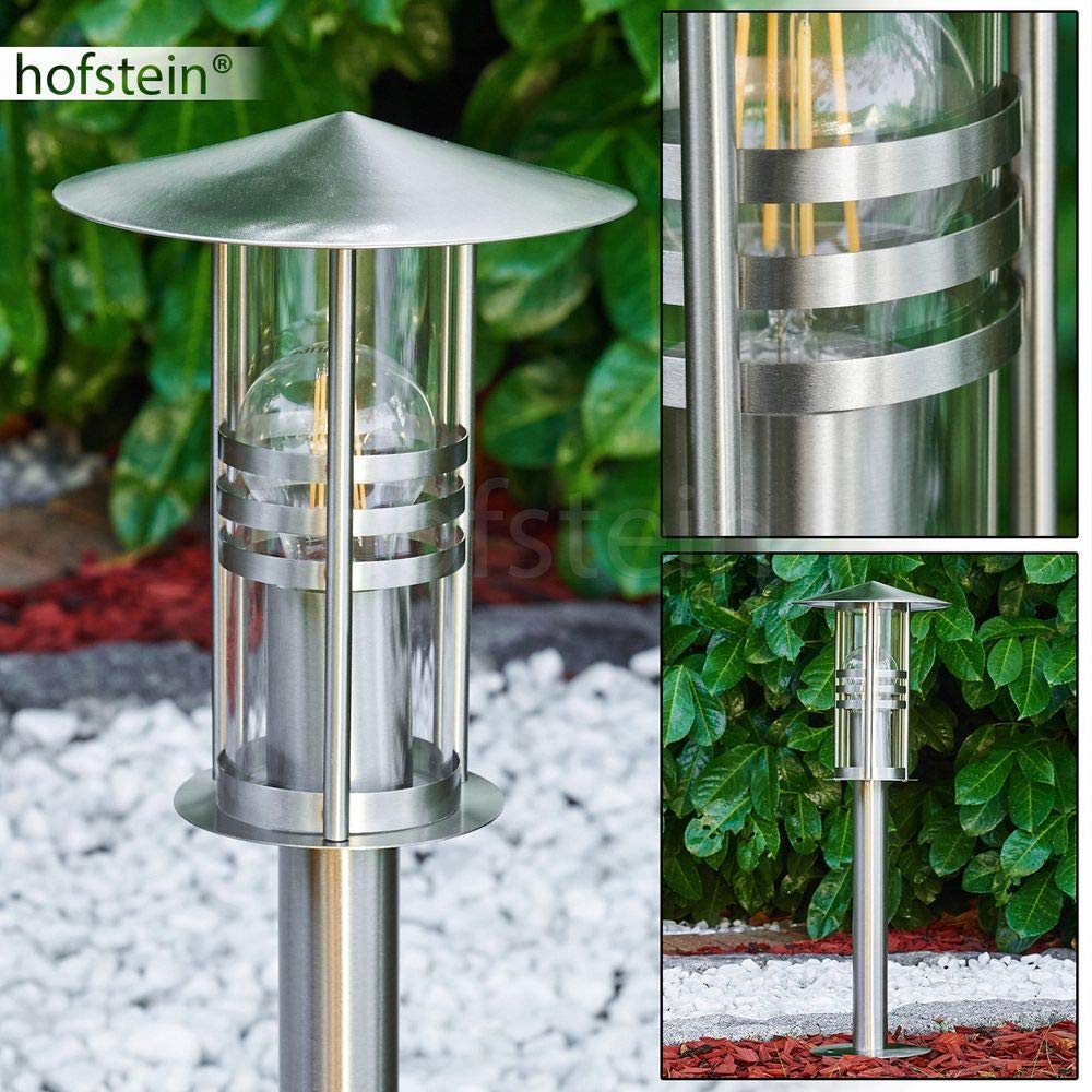 Forli Lampe d'extérieur moderne en acier inoxydable brossé et verre 50 cm Lampe de jardin avec douille E27 IP44 Sans ampoule