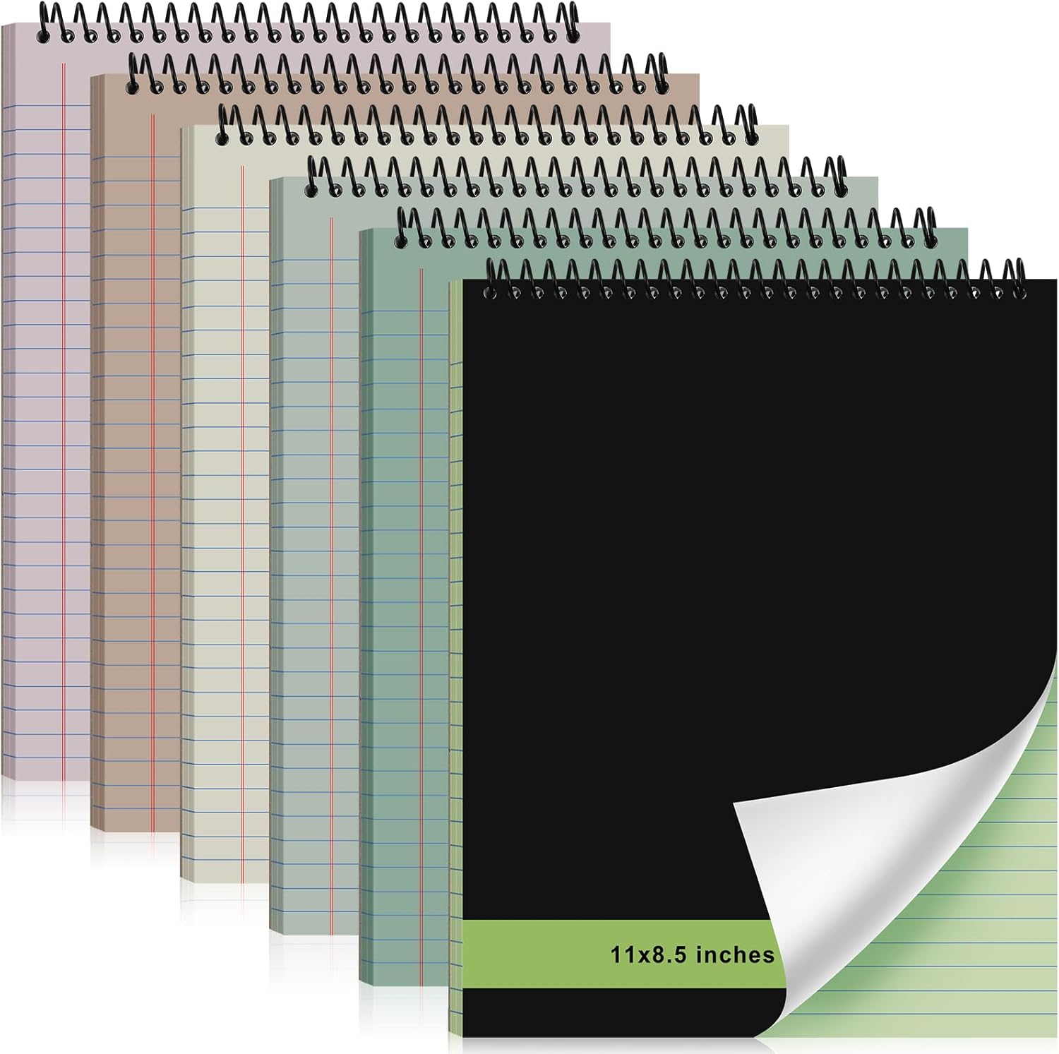 Resurhang 6 Pcs Legal Pad Top Spiral Bound Notebook 70 Sheets Double Sided College Ruled Paper Notepad Memo Steno Pad with Stiff Cover for Business College(8.5 x 11 Inches,No Holes,Neutral Color)