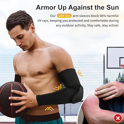 Miniatura 3 de GUOZI Coderas de brazo 2 unidades, coderas de brazo a prueba de golpes para jóvenes y adultos, deportes, fútbol, baloncesto, voleibol