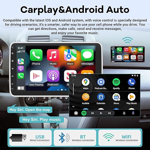 Miniatura 3 de 2G+64G 10.1 pulgadas Android 13 Single DIN coche estéreo pantalla táctil vertical Radio Rotatable Head Unit, Wired&Wireless CarPlayAndroid