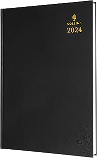 Collins Desk A4 Day to a Page (2024 Early Edition) 2024 Diary - Black (44E.99-24) - Complete Business Planner Agenda and Journal Organiser