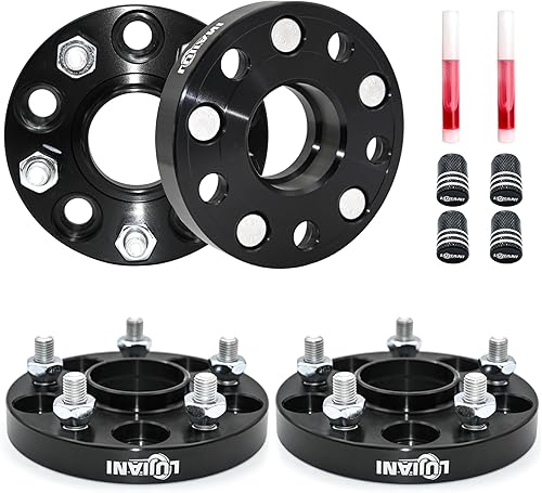 LUJIANI Espaciadores de rueda de 5 lengüetas de 5 x 4.5, 0.787 in, 0.197 x 4.500 in, espárragos M12x1.5, espaciadores forjados centrados en el