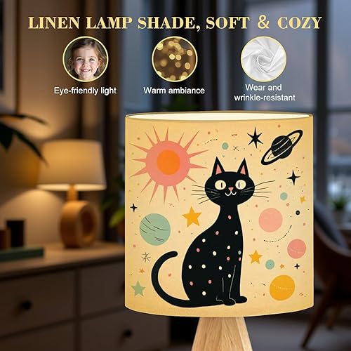 Miniatura 5 de Lámpara de mesa con trípode, moderna y juguetona de mediados de siglo, diseño retro con espirales de gatos, azul helado, lámparas de noche con