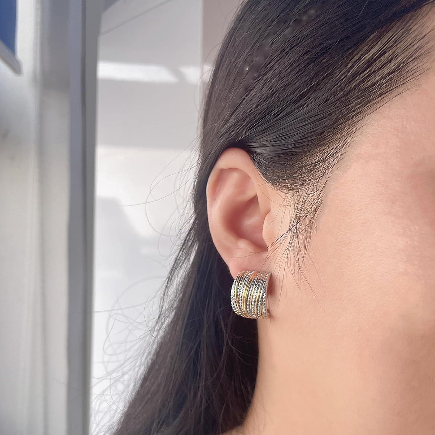 Designer Jewelry Antique Intertwined Crossover Earrings Inspired Fashion Twisted Cable Wire Statement Studs for Women Gift - Image 2