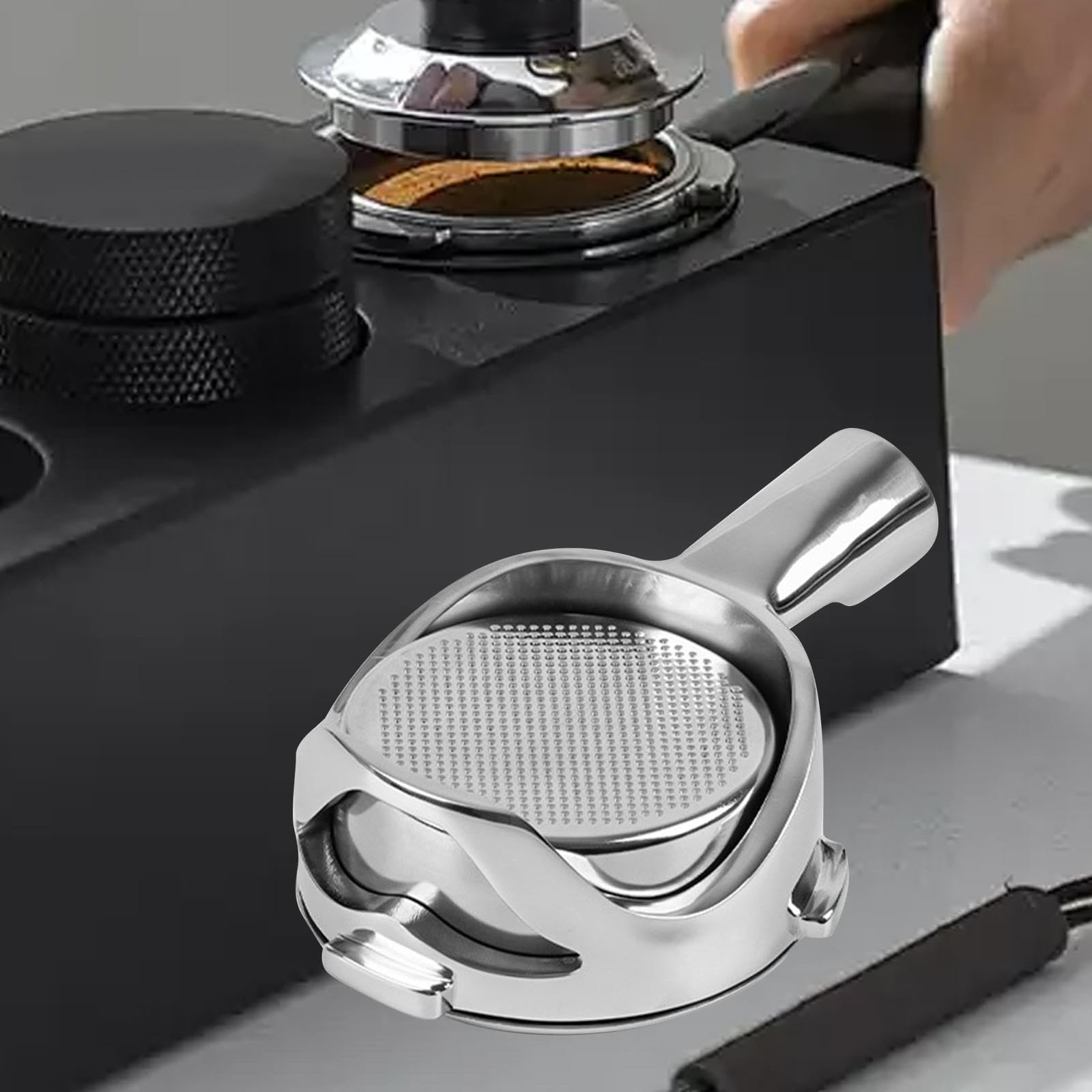 Portafiltro de Café Accesorio de Máquina de Espresso Filtro Repuesto de Acero Inoxidable Sin Fondo Reutilizable Adecuado para Hogar Cafetería, con cesta de filtro, tal como se describe