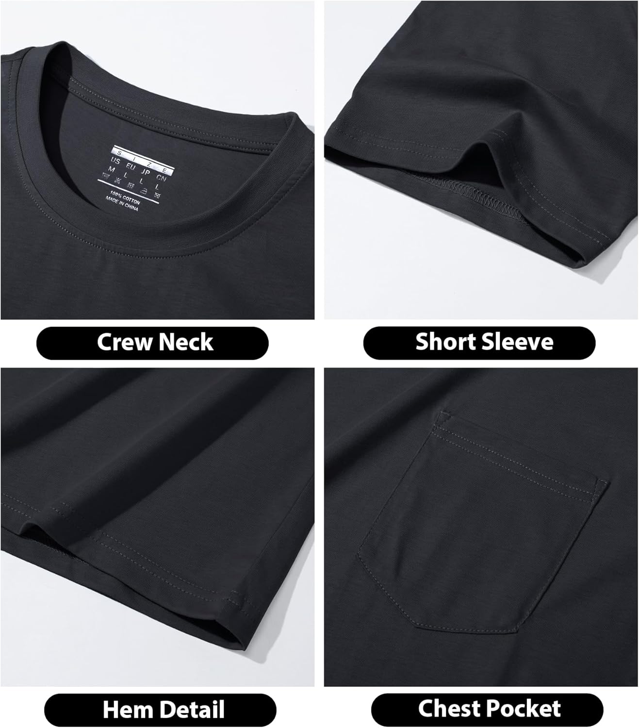 EKLENTSON Men's Cotton Pocket T-Shirts Short Sleeve Summer Tee Shirts Crew Neck Lightweight Basic Tees Casual Plain Tops - Image 5