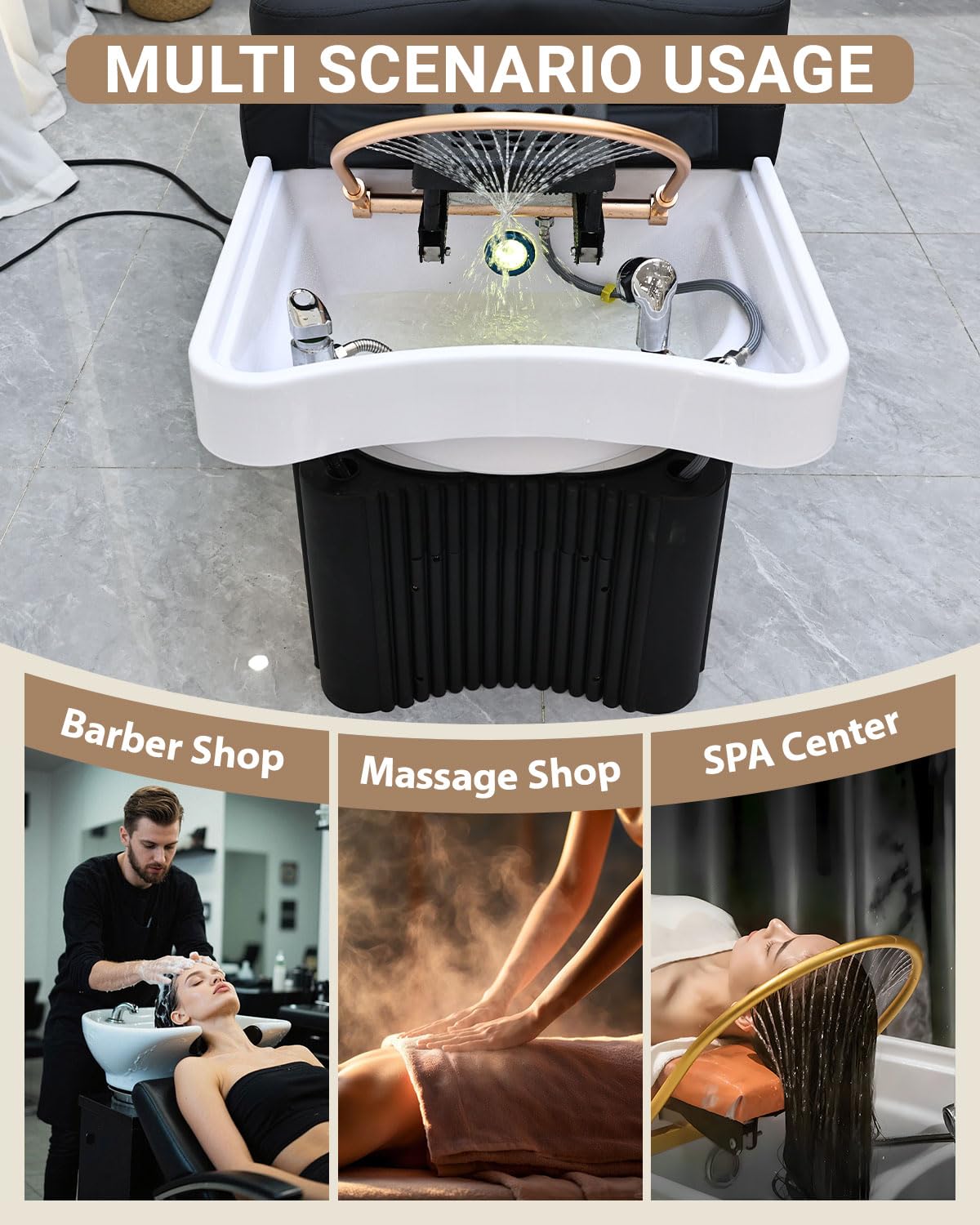 Camilla de masaje Nykto para salones de belleza y barberías.