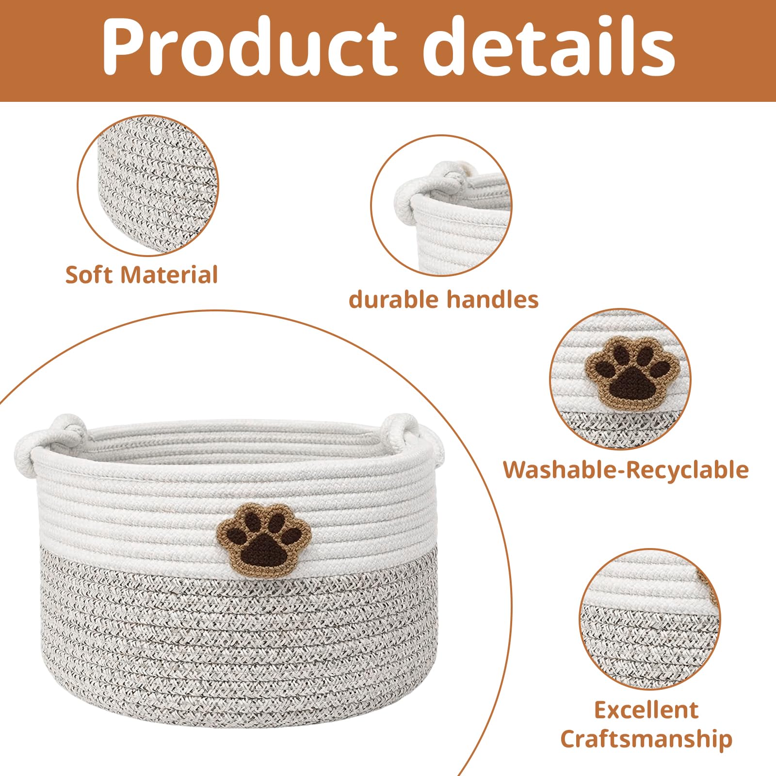 Gubilacrum 23 x 12 cm Dog Toy Basket, Dog Toy Basket - Image 3