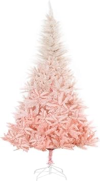 HOMCOM 6ft Unlit Spruce Artificial Christmas Tree with Realistic Branches and 800 Tips, Pink